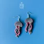 Bijoux - Neon Jellyfish Earrings – Colorful Wood and Sterling Silver - PINTONIK
