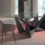 Dining Tables - Rectangular tempered glass and black steel dining table - ANGEL CERDÁ