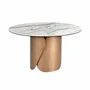 Dining Tables - Round dining table with porcelain marble top and bronze-colored steel - ANGEL CERDÁ