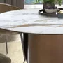 Dining Tables - Round dining table with porcelain marble top and bronze-colored steel - ANGEL CERDÁ
