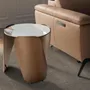 Other tables - Round corner table in porcelain marble and bronze-coloured steel - ANGEL CERDÁ