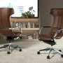 Chairs - Brown leatherette  swivel office chair - ANGEL CERDÁ