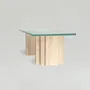 Tables basses - TRAVERTINE - GLASS COFFEE TABLE 'BRUT' - KIWANO CONCEPT