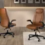 Chairs - Brown leatherette  swivel office chair - ANGEL CERDÁ