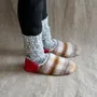 Socks - JAPAN MADE Reversible room shoes / Shaggy Check × Sheep Boa - MERIPPA