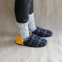 Chaussettes - JAPAN MADE Reversible room shoes / Shaggy Tartan × Micro Boa - MERIPPA