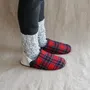 Chaussettes - JAPAN MADE Reversible room shoes / Shaggy Tartan × Micro Boa - MERIPPA