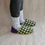 Chaussettes - JAPAN MADE Reversible room shoes / Block Check × Pile Jacquard - MERIPPA