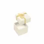Cadeaux - Écrin bague carton irisé blanc, noeud imprimé en relief doré - LAVAL 1878