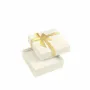 Gifts - White iridescent cardboard trinket tray with a gold embossed printed bow - LAVAL 1878