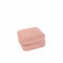 Cadeaux - Coffre bijoux carré gainé synthétique aspect velours côtelé vieux rose - LAVAL 1878