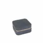 Cadeaux - Coffre bijoux carré gainé synthétique aspect velours côtelé bleu gris - LAVAL 1878