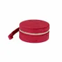 Cadeaux - Coffre à bijoux rond gainé velours synthétique rouge avec miroir - LAVAL 1878