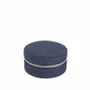 Gifts - Round jewelry box in cotton and polyester canvas, dark blue denim look - LAVAL 1878