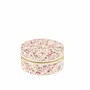 Gifts - Round beige jewelry box in synthetic fabric with a floral print - LAVAL 1878