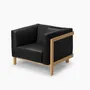 Lounge chairs - LIFT – Minimalist Lounge Chair in Solid Oak Wood and Leather Seat - MOR