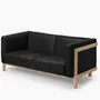 Sofas - LIFT - Minimalist  2 Seats Sofa in Solid Ash Wood and Leather Seat - MOR