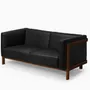Sofas - LIFT - 2 Seats Sofa in Solid Walnut Wood and Leather Seat - MOR