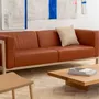 Sofas - LIFT - 3 Seats Sofa in Solid Oak Wood and Leather Seat - MOR