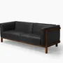 Sofas - LIFT - 3 Seats Sofa in Solid Walnut Wood and Leather Seat - MOR
