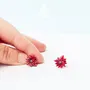 Jewelry - Red Poinsettia Christmas Stud Earrings - Holiday Flower Jewelry - Secret Santa Bestie Gift - PINTONIK