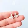 Jewelry - Swan Stud Earrings - Whimsical Bird Earrings - Valentines gift for girlfriend - White Swan jewelry - PINTONIK