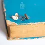 Jewelry - Swan Stud Earrings - Whimsical Bird Earrings - Valentines gift for girlfriend - White Swan jewelry - PINTONIK
