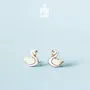 Jewelry - Swan Stud Earrings - Whimsical Bird Earrings - Valentines gift for girlfriend - White Swan jewelry - PINTONIK