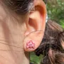 Jewelry - Pink Orchid Stud Earrings - Small Floral Wood Jewelry - PINTONIK