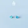 Jewelry - Blue Heart Stud Earrings - Wooden Turquoise Earrings - PINTONIK