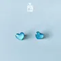 Jewelry - Blue Heart Stud Earrings - Wooden Turquoise Earrings - PINTONIK
