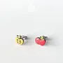 Jewelry - Mismatched Apple Stud Earrings - Wooden Teacher Gift - PINTONIK