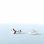 Jewelry - Paper Boat Stud Earrings: Funky Origami Wood Earrings - PINTONIK