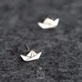 Jewelry - Paper Boat Stud Earrings: Funky Origami Wood Earrings - PINTONIK