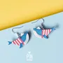 Jewelry - Blue Whale Earrings - Fun Sailor Outfit - Marine Jewellery - Wooden Beach Jewelry - PINTONIK