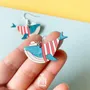 Jewelry - Blue Whale Earrings - Fun Sailor Outfit - Marine Jewellery - Wooden Beach Jewelry - PINTONIK