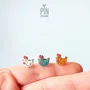 Bijoux - Boucles d'oreilles à clous en forme de poulet rigolo - Bijoux en bois pour maman poule - PINTONIK