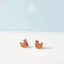 Bijoux - Boucles d'oreilles à clous en forme de poulet rigolo - Bijoux en bois pour maman poule - PINTONIK