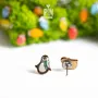 Bijoux - Boucles d'oreilles pingouin - Boucles d'oreilles animaux en bois avec écharpe d'hiver - PINTONIK