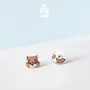 Jewelry - Mismatched Hamster Stud Earrings - Quirky Wood Jewelry - PINTONIK