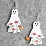 Jewelry - Floral Ghost Earrings - Sterling Silver Halloween Pumpkin Jewelry - PINTONIK