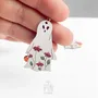 Jewelry - Floral Ghost Earrings - Sterling Silver Halloween Pumpkin Jewelry - PINTONIK