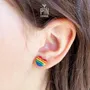Bijoux - Boucles d'oreilles cœur drapeau arc-en-ciel - Bijoux LGBT - PINTONIK