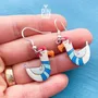 Bijoux - Boucles d'oreilles mouette - Bois peint original et argent sterling - Bijoux nautiques - PINTONIK