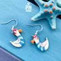Bijoux - Boucles d'oreilles mouette - Bois peint original et argent sterling - Bijoux nautiques - PINTONIK