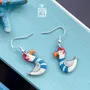 Bijoux - Boucles d'oreilles mouette - Bois peint original et argent sterling - Bijoux nautiques - PINTONIK