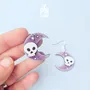 Jewelry - Crescent Moon with Skull Earrings - Spooky Halloween Costume Jewelry - Witchy Gifts - PINTONIK