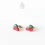 Bijoux - Boucles d'oreilles puces cerise rouge - Bijoux miniatures en forme de fruit - PINTONIK