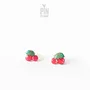 Bijoux - Boucles d'oreilles puces cerise rouge - Bijoux miniatures en forme de fruit - PINTONIK