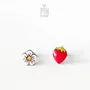 Jewelry - Mismatched Strawberry Earrings - Wood & Stainless Steel Studs - PINTONIK